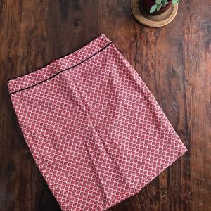 Red Pattern Pencil Skirt